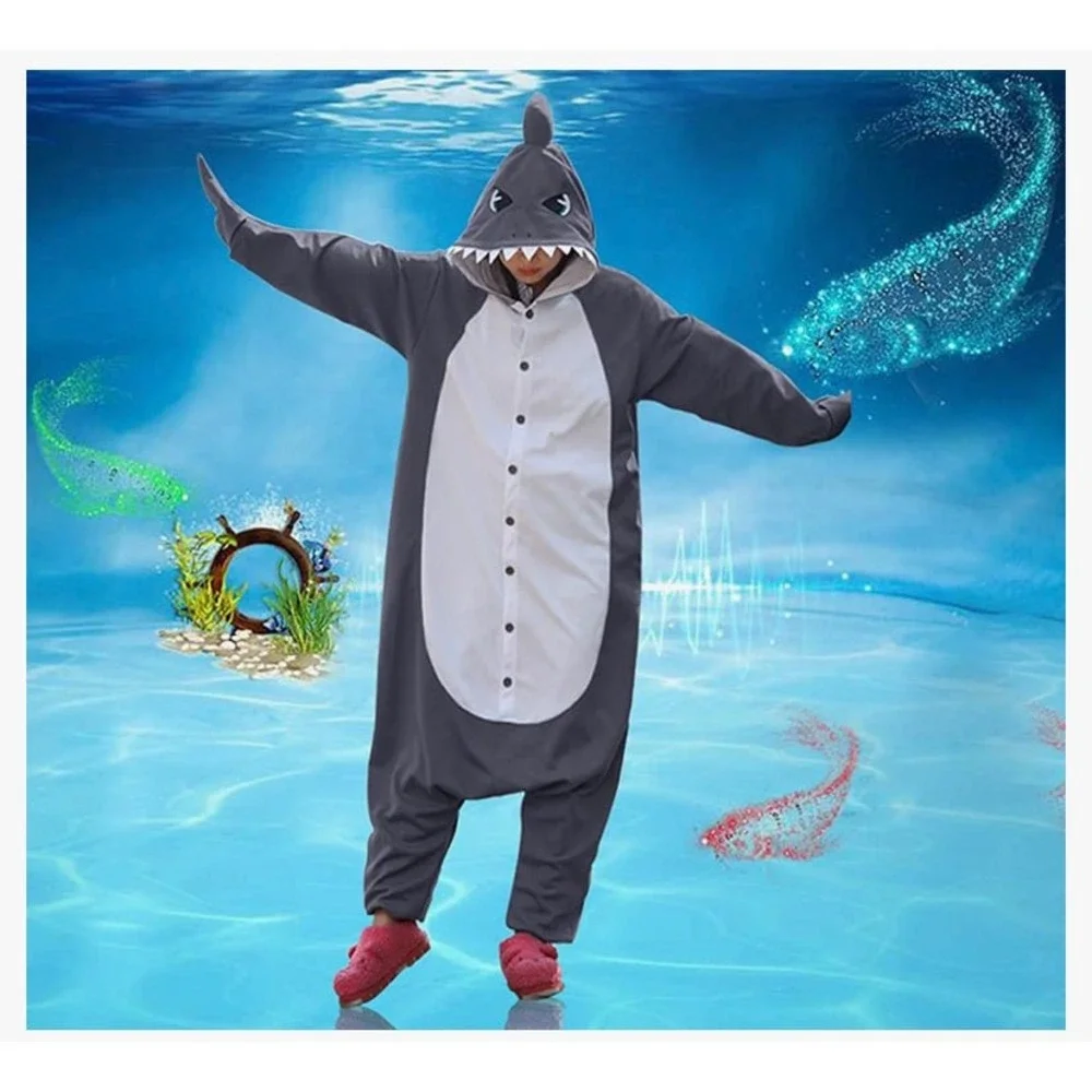 Animal Cosplay Costume Shark Adult Pajamas Size XS